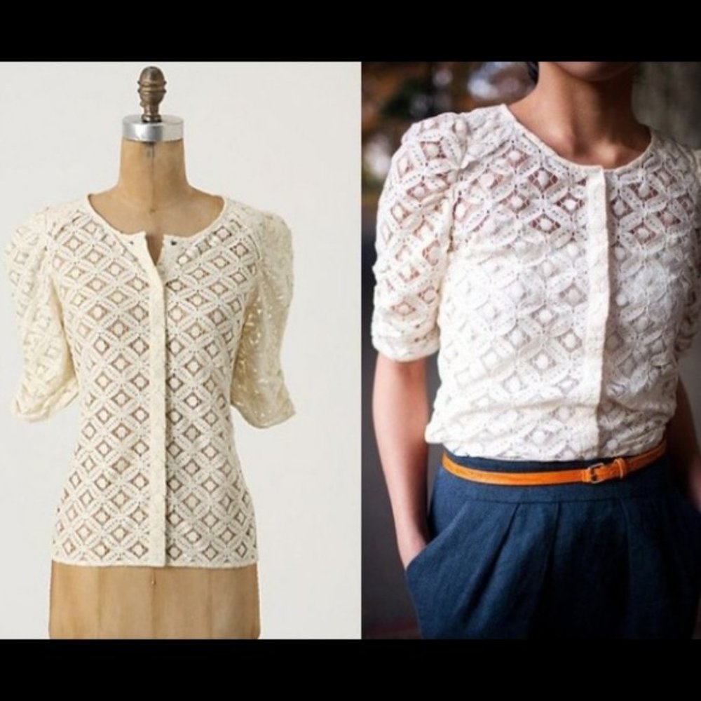 Anthropologie Two of us back porch lace snap front blouse NWT